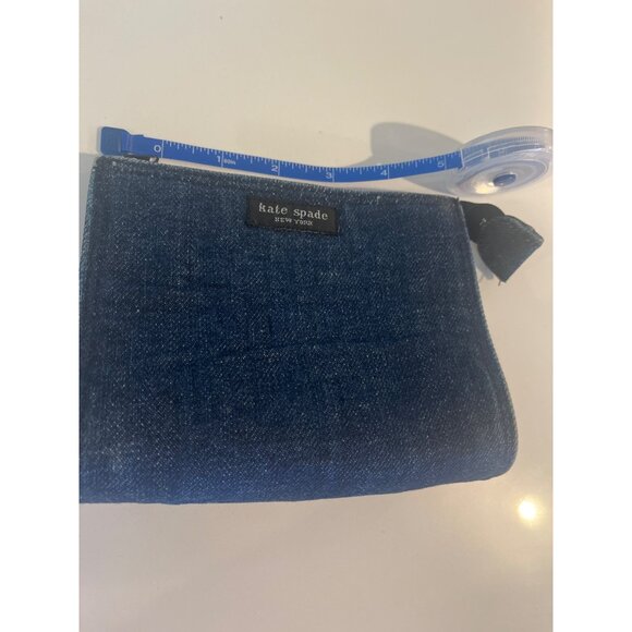 Kate Spade New York Denim Wristlet Pouch With Zipper Closure - Picture 7 of 8